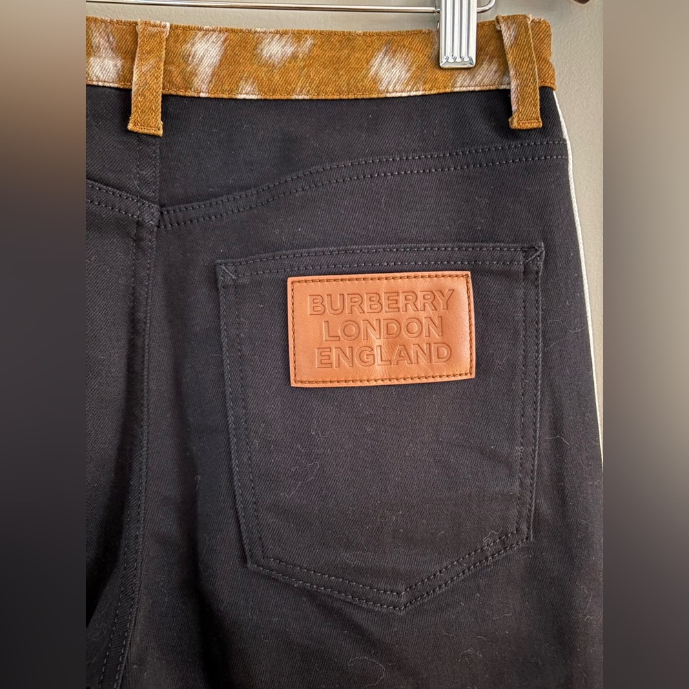 Burberry Black, White & Deer Denim Skinny Midrise